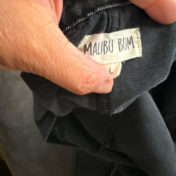 Malibu Bum Black Denim Distressed Zip Front Mini Dress Size L - Picture 4 of 5